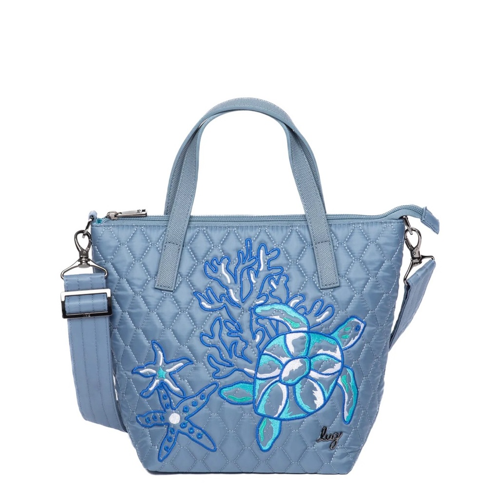 Lug Sprinkler Crossbody Bag Metallic Silver Patriotic Embroidery NWT - Picture 7 of 16